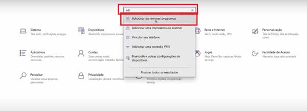 ADICIONAR OU REMOVER PROGRAMAS CONFIGURACOES DRIVER BLUETOOTH