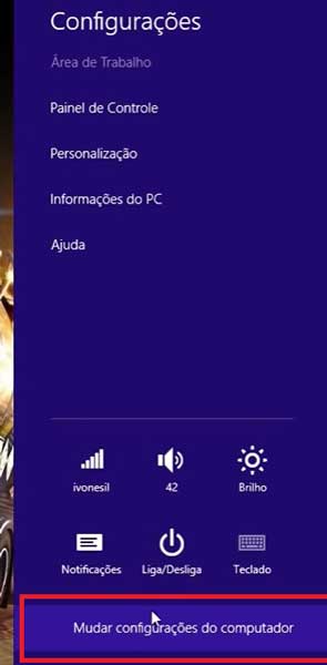 ALTERAR AS CONFIGURACOES DO COMPUTADOR WINDOWS 8