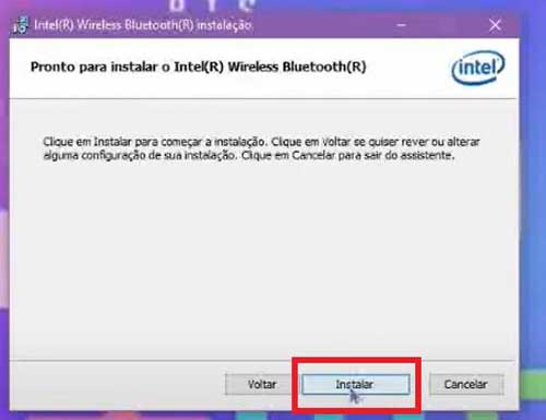 BOTAO DE INSTALACAO DRIVER BLUETOOTH