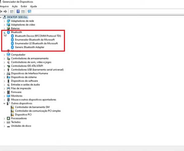 COMPONENTES DO BLUETOOTH WINDOWS 10