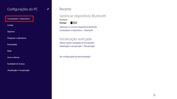 COMPUTADOR E DISPOSITIVOS WINDOWS 8