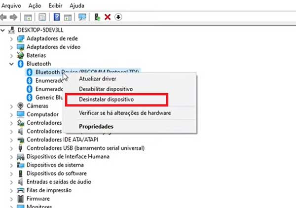 DESINSTALAR DISPOSITIVO BLUETOOTH WINDOWS 10