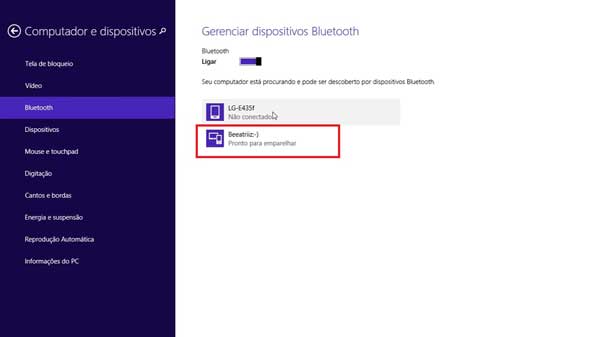 EMPARELHAR DISPOSITIVO GERENCIAR DISPOSITIVOS BLUETOOTH WINDOWS 8