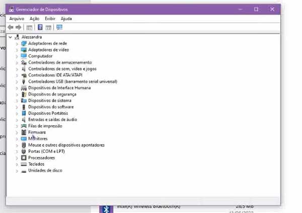 GERENCIADOR DE DISPOSITIVOS DRIVER BLUETOOTH