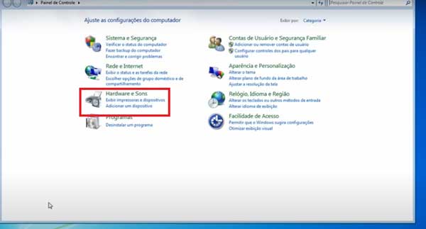 HARDWARE E SONS PAINEL DE CONTROLE WINDOWS 7