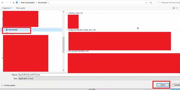 PASTA DE DOWNLOAD SALVAR COMO DRIVER BLUETOOTH