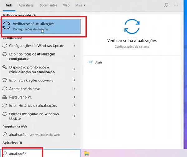 VERIFICAR SE HA ATUALIZACOES WINDOWS 10