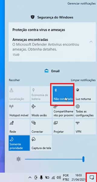 VERIFICAR SE O BLUETOOTH ESTA CONECTADO NO WINDOWS 10