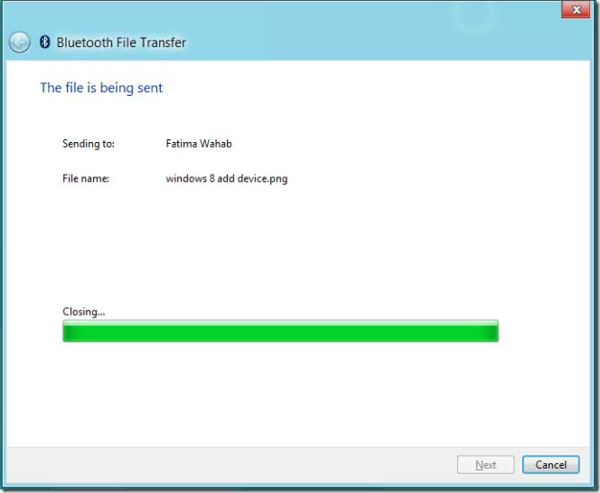 arquivo enviado por bluetooth windows 8