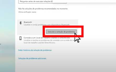 executar a soluciao de problemas en bluetooth configuracao